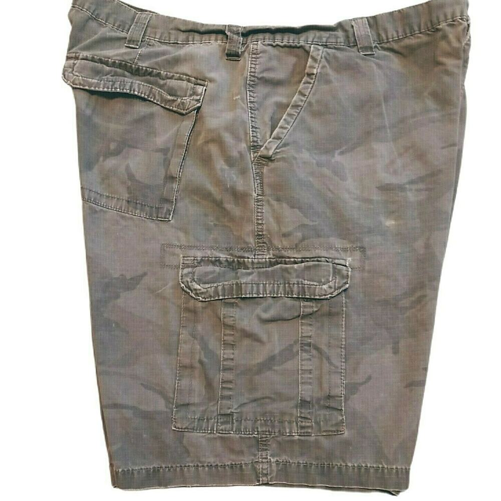 🪵🛠️Wrangler Camo Cargo Shorts 42 😎🟫🟩6‑Pocket Green Brown Outdoor Work